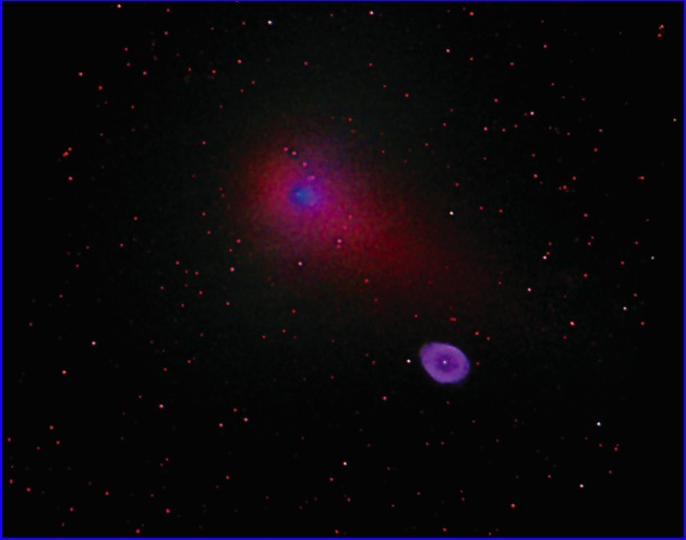 Picture  of COMET in fron of RING nebula taken by UVOT on Swift Gamma Ray Mission